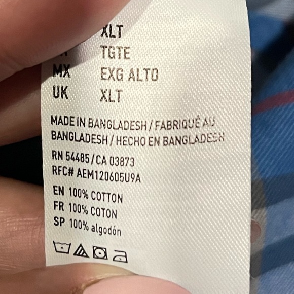 Men’s American Eagle Blue Red Plaid Button Down Long Sleeve Shirt Size XL Tall - Picture 4 of 4